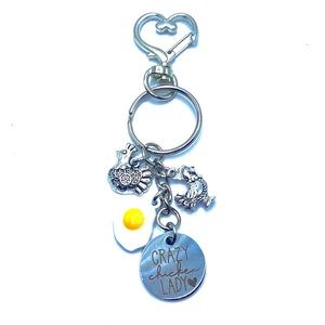 Crazy Chicken Lady Keychain Bag Charm
